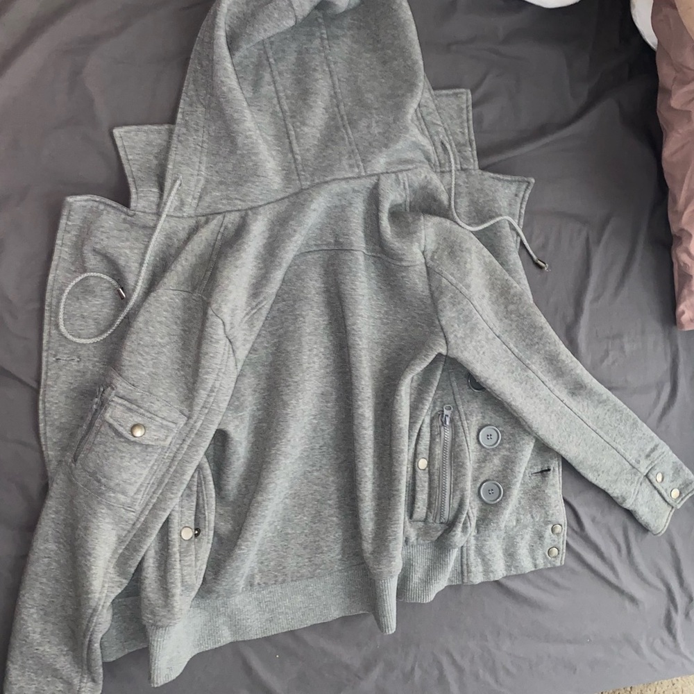 Ambiance Gray Hooded Jacket with Buttons